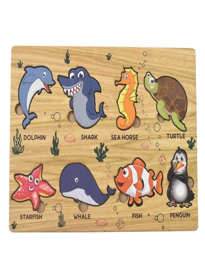 Vastate Seawater Animal Wooden Puzzle, Educational Learning Board for Kids Fun and Interactive Ocean-Themed Puzzle Set, Perfect for Early Learning, Fine Motor Skills, and Cognitive Development (1 Set) - Image 1